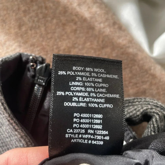 Aritzia Wilfred Wrap Front Wool Cashmere Bow Mini Skirt Grey Plaid Size 4 - Picture 9 of 9